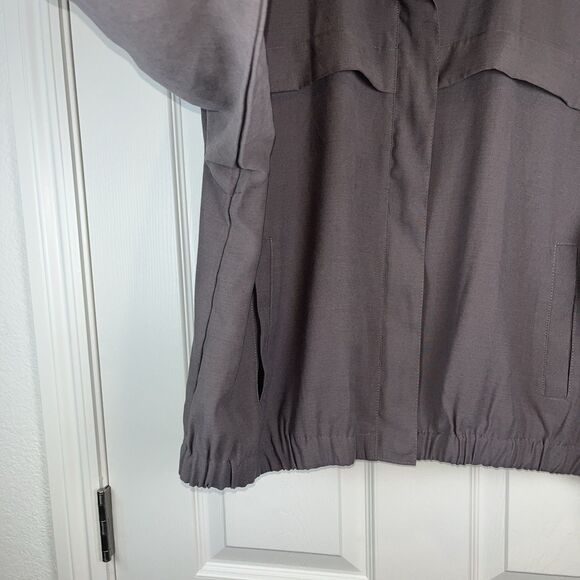 Nine West Taupe Gray Lightweight Bomber Jacket Full Zip Elastic Hem Women’s L - Picture 4 of 16